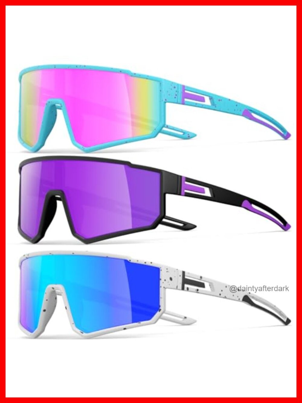 3 Pack Polarized Sports Sunglasses UV400 Wrap Around Frame for Running